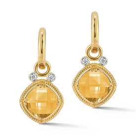 14K Gold 0.14 ct. tw. & 4.0CT Citrine Earrings