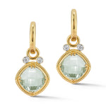14K Gold 0.14 ct. tw. & 3.5CT Green Amethyst Earrings