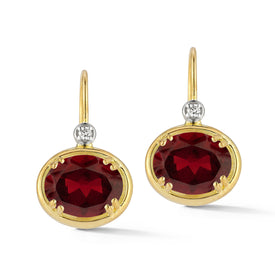 14K Gold 0.05 ct. tw. & 5CT Garnet Earrings