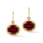 14K Gold 0.04 ct. tw. Diamond & 7.0CT Garnet Color Stone Earrings