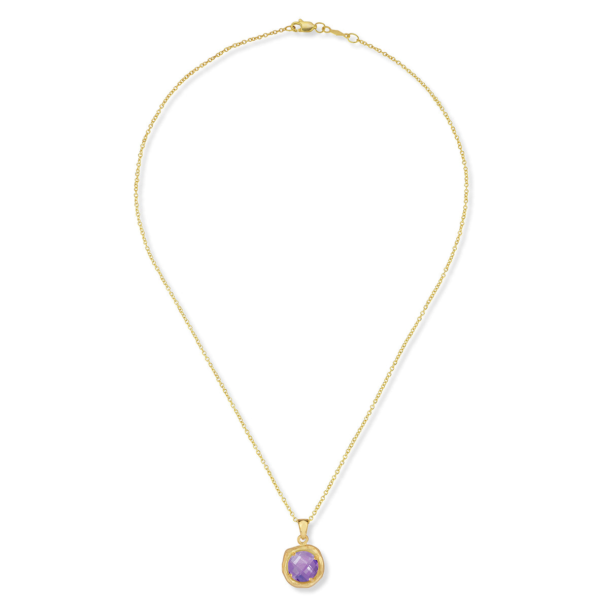 14K Gold 8mm 1.75CT Amethyst Color Stone Pendant