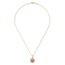 14K Gold 8mm 1.75CT Amethyst Color Stone Pendant