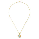 14K Gold 8mm 1.75CT Blue Topaz Color Stone Pendant