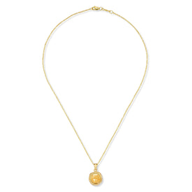 14K Gold 8mm 1.75CT Citrine Color Stone Pendant