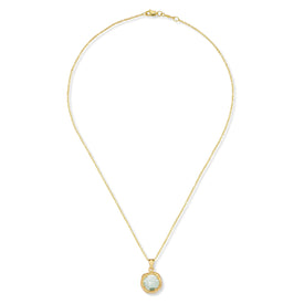 14K Gold 8mm 1.75CT Green Amethyst Color Stone Pendant