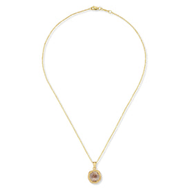 14K Gold 8mm 1.75CT Smokey Topaz Color Stone Pendant