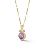 14K Gold 0.07 ct. tw. & 2.0CT Amethyst Color Stone Pendant