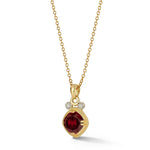 14K Gold 0.07 ct. tw. & 2.9CT Garnet Color Stone Pendant