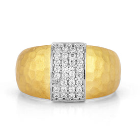 14K Gold 0.24 ct. tw. Domed Hammered Ring