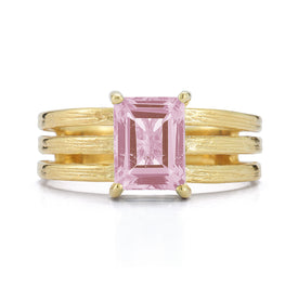14K Gold 1.3CT 8x6mm 1.0CT Rose Quartz Cocktail Ring