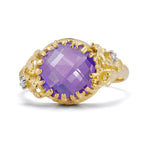 14K Gold 0.03 ct. tw. Diamond & 3.25CT Amethyst Cocktail Ring