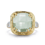14K Gold 0.03 ct. tw. Diamond & 12mm 5.75CT Green Amethyst Color Ring