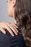 14K Gold 0.03 ct. tw. Diamond & 12mm 5.75CT Green Amethyst Color Ring