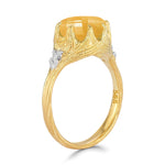 14K Gold 0.05 ct. tw. Diamond & 3.35CT Citrine Cocktail Ring