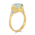 14K Gold 0.05 ct. tw. Diamond & 3.25CT Green Amethyst Cocktail Ring