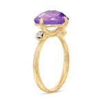 14K Gold 0.05 ct. tw. Diamond & 3.5CT Amethyst Color Stone Cocktail Ring