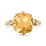 14K Gold 0.05 ct. tw. Diamond & 3.5CT Citrine Color Stone Cocktail Ring