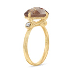 14K Gold 0.05 ct. tw. Diamond & 3.5CT Smokey Topaz Color Stone Cocktail Ring
