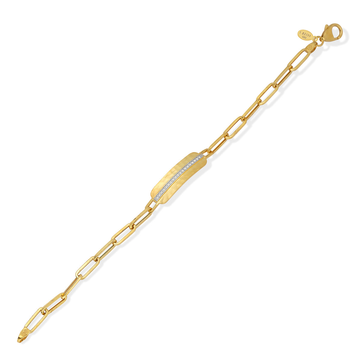 14K-Y OPEN LINK DOG TAG BR., 0.15CT