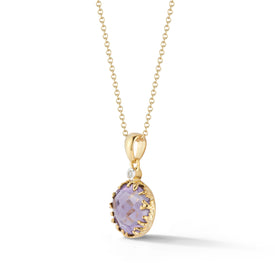 14K Gold 0.015 ct. tw. Diamond & 3.25CT Amethyst Color Pendant