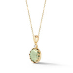 14K-Y GREEN AMETHYST COLOR STONE PENDANT, 0.015CT