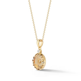 14K-Y CITRINE COLOR STONE PENDANT, 0.015CT