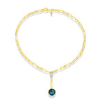 14K-Y LONDON BLUE OPEN LINK NECK., 0.15CT