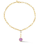 14K-Y AMETHYST OPEN LINK NECK., 0.15CT