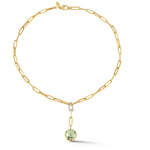 14K-Y GREEN AMETHYST OPEN LINK NECK., 0.15CT