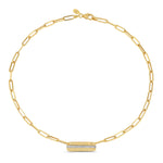 14K-Y OPEN LINK DOG TAG NECK., 0.15CT