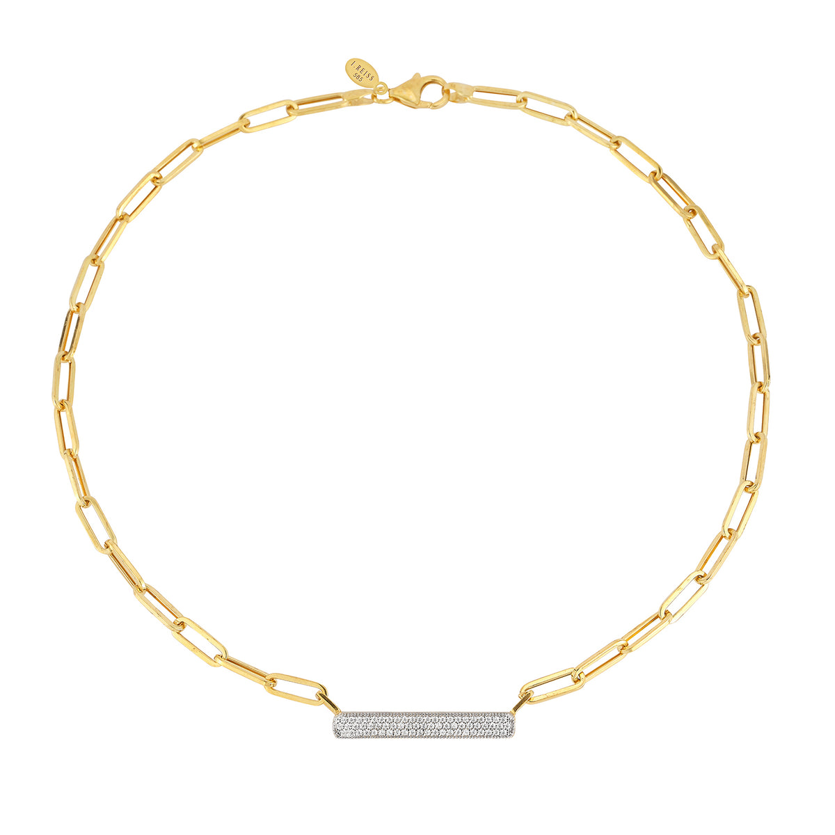 14K-Y OPEN LINK DIA. ID BAR NECK., 0.40CT