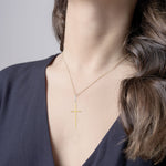 14K-Y CROSS PEND., 0.05CT