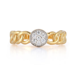 14K-Y OPEN LINK RING, 0.14CT