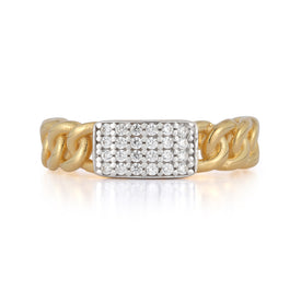 14K-Y OPEN LINK DIA. BAR RING, 0.14CT