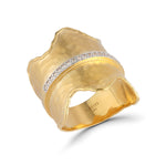 14K-Y SCALLOP-EDGED CUFF RING, 0.11CT