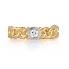 14K-Y OPEN LINK RING, 0.10CT