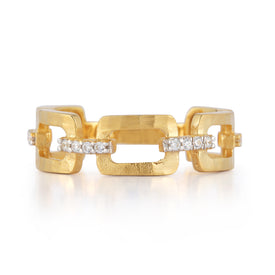 14K-Y OPEN LINK REC. RING, 0.07CT