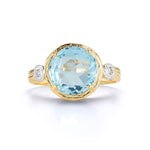 14K-Y BLUE TOPAZ COCKTAIL RING, 0.03CT