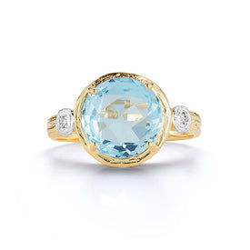 14K-Y BLUE TOPAZ COCKTAIL RING, 0.03CT