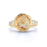 14K-Y CITRINE COCKTAIL RING, 0.03CT