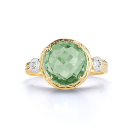 14K-Y GREEN AMETHYST COCKTAIL RING, 0.03CT