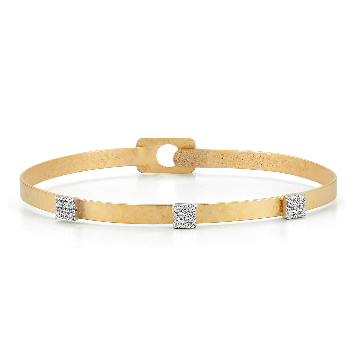 14K Gold 0.27 ct. tw. 4mm Hammered Bangle Bracelet