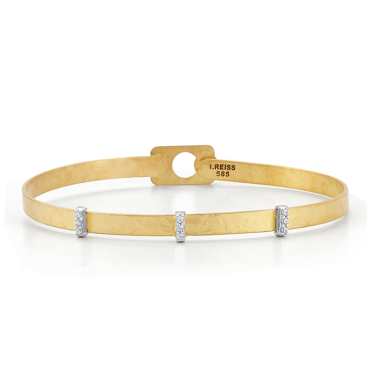 14K Gold 0.07 ct. tw. 4mm Hammered Bangle Bracelet