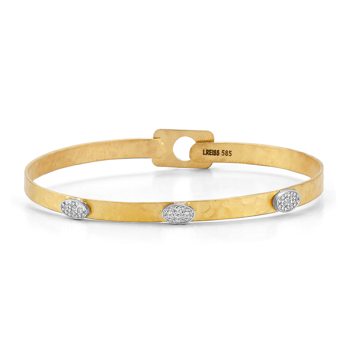 14K Gold 0.12 ct. tw. 4mm Hammered Bangle Bracelet