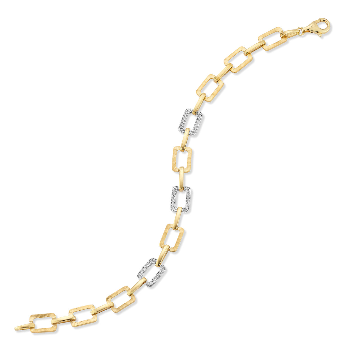 14K Gold 0.29 ct. tw. Rectangle Shaped Open Link Bracelet