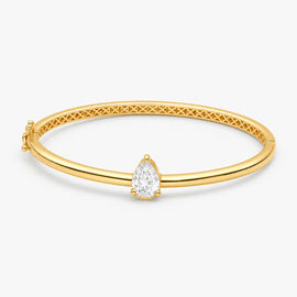 14K Gold 1.5 ct. tw. Tear-Drop Lab Grown Diamond Bangle