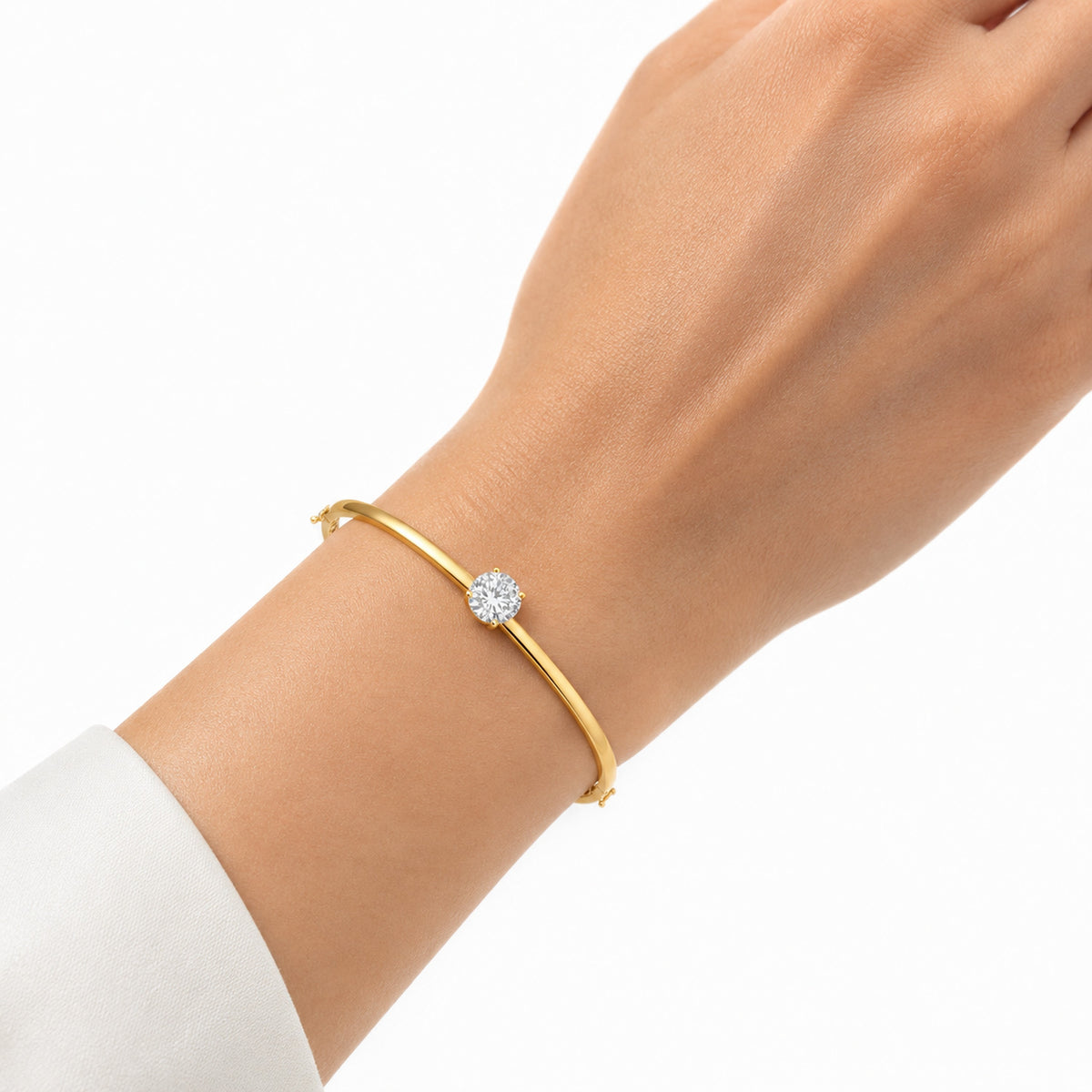 14K Gold 2.0 ct. tw. Round Lab Grown Diamond Bangle