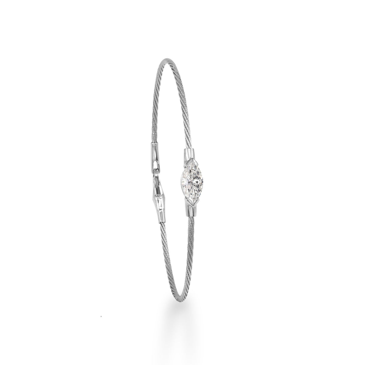 14K Gold 1.0 ct. tw. Marquise-Shaped Lab Grown Diamond Wire Bangle Bracelet