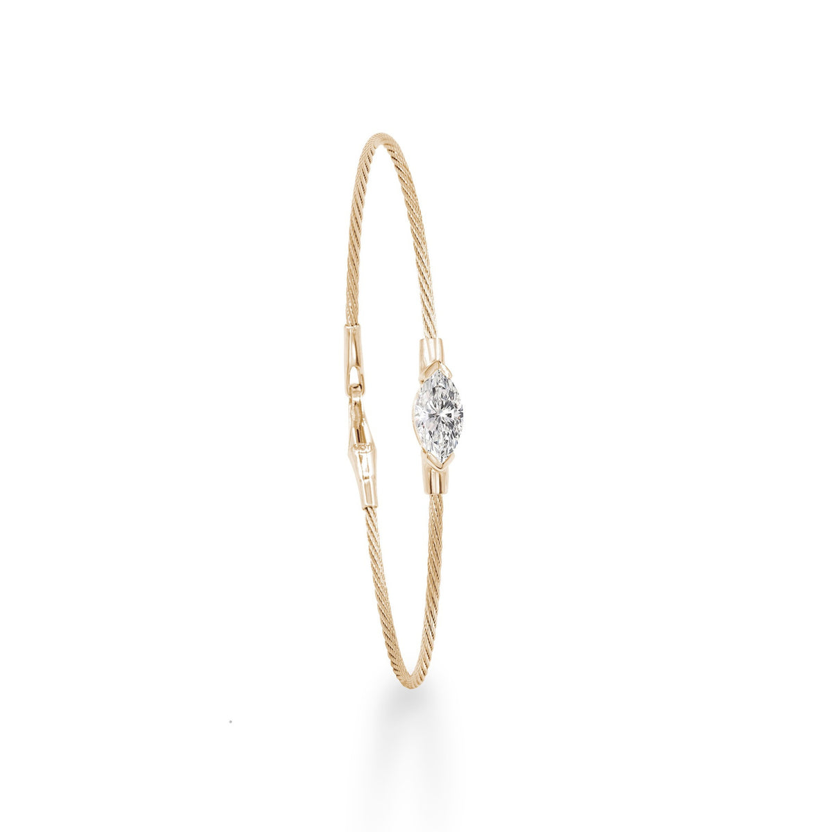 14K Gold 1.0 ct. tw. Marquise-Shaped Lab Grown Diamond Wire Bangle Bracelet