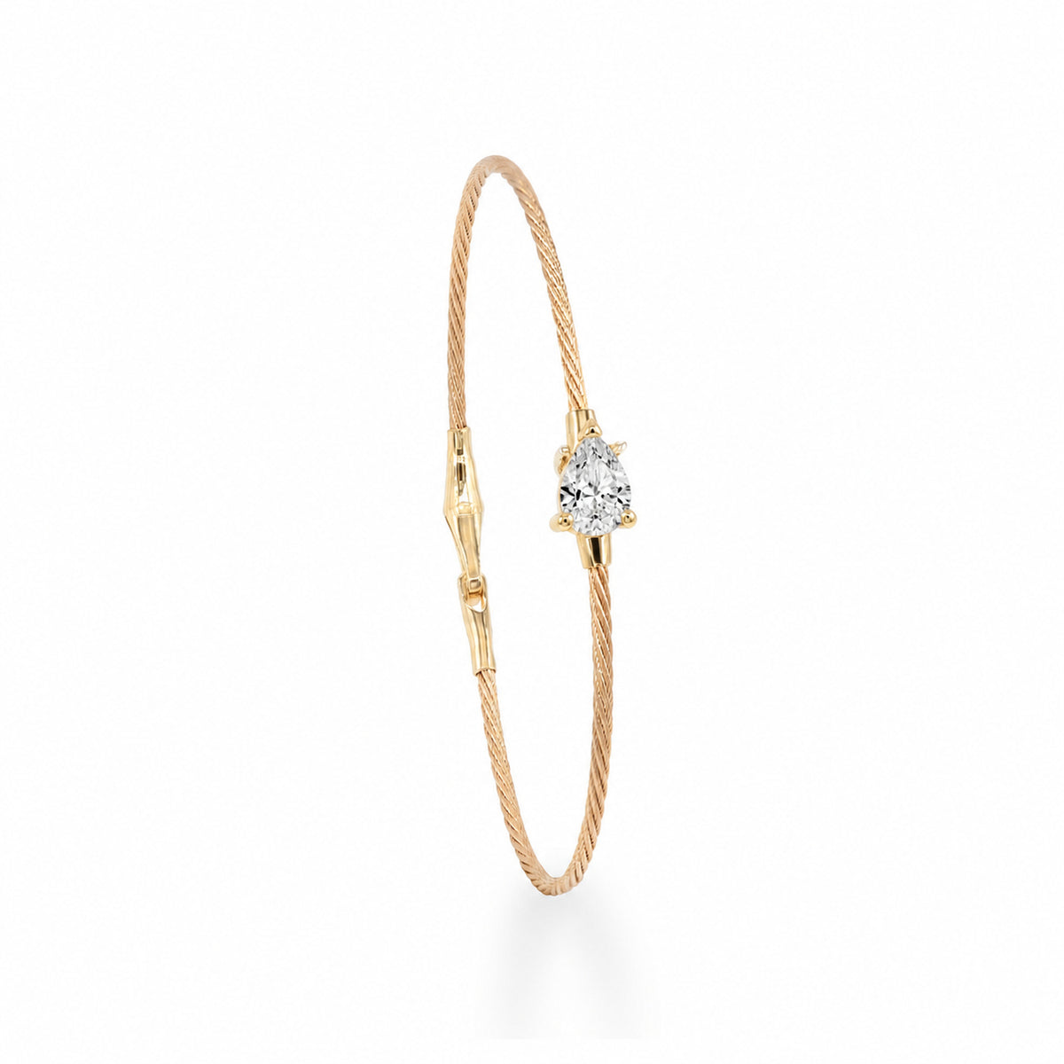 14K Gold 1.0 ct. tw. Pear-Shaped Lab Grown Diamond Wire Bangle Bracelet